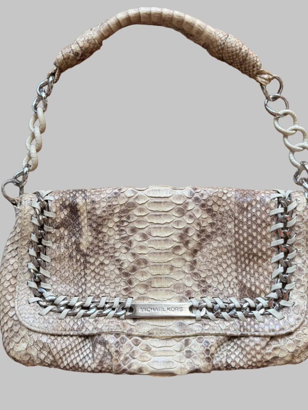 Vintage Michael Kors Collection Genuine Python Skin Baguette Shoulder Bag Y2K
